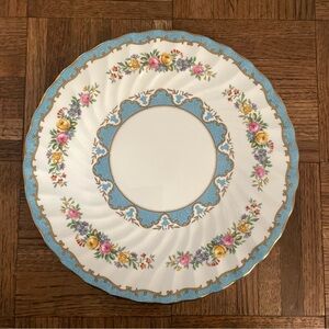 Vintage Crown Staffordshire Lyric Tunis Blue Pattern 10.5” Plate